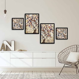 Wallity Cuadro Decorativo Enmarcado en MDF (4 Piezas)